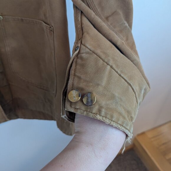 Vtg 70's Carhartt Chore Coat with Detachable Hood, Sz 44 - Picture 6 of 16